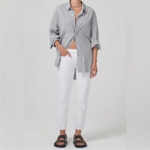 NWOT Citizens Of Humanity Sz 24 White Ella Mid Rise Slim Crop Jeans Soft Stretch